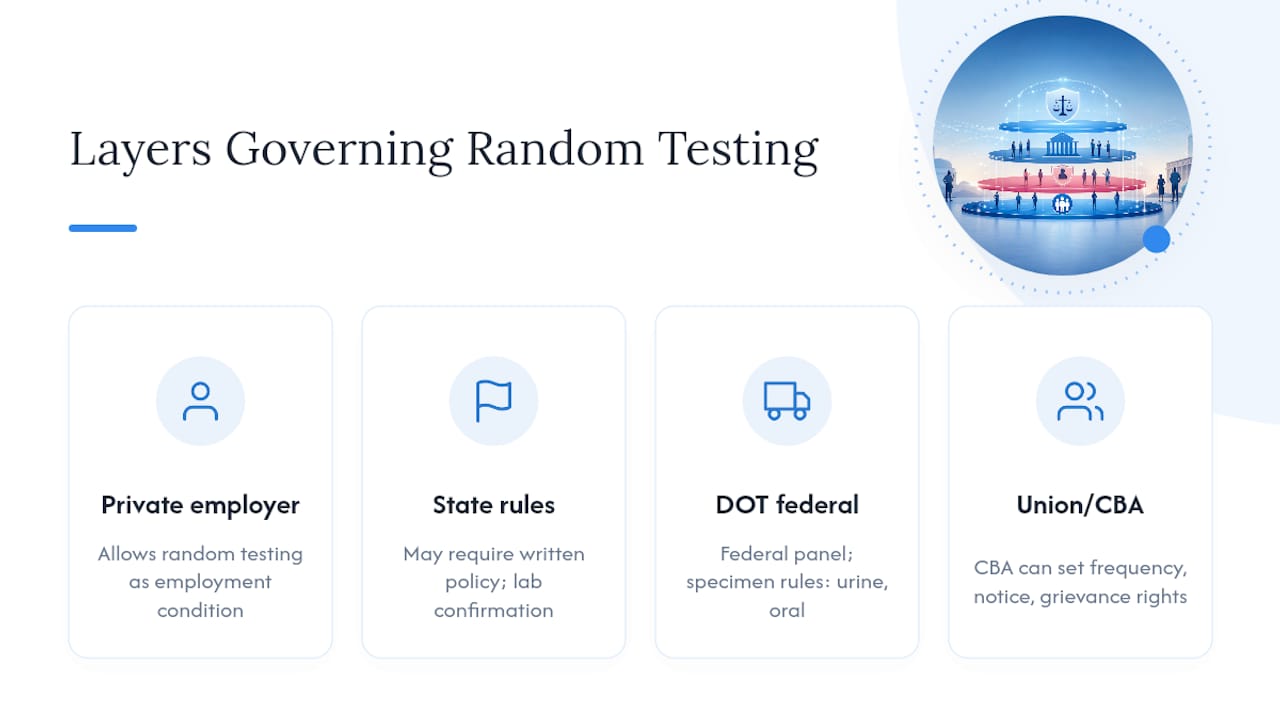 Four layers governing workplace drug testing