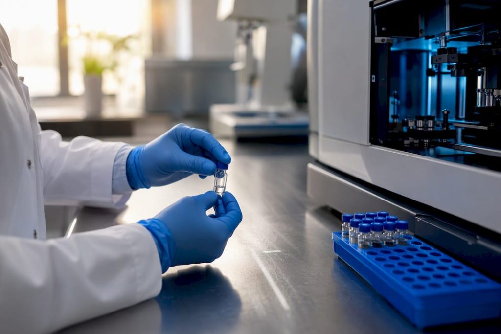 Laboratory sample prepared for mass spectrometry