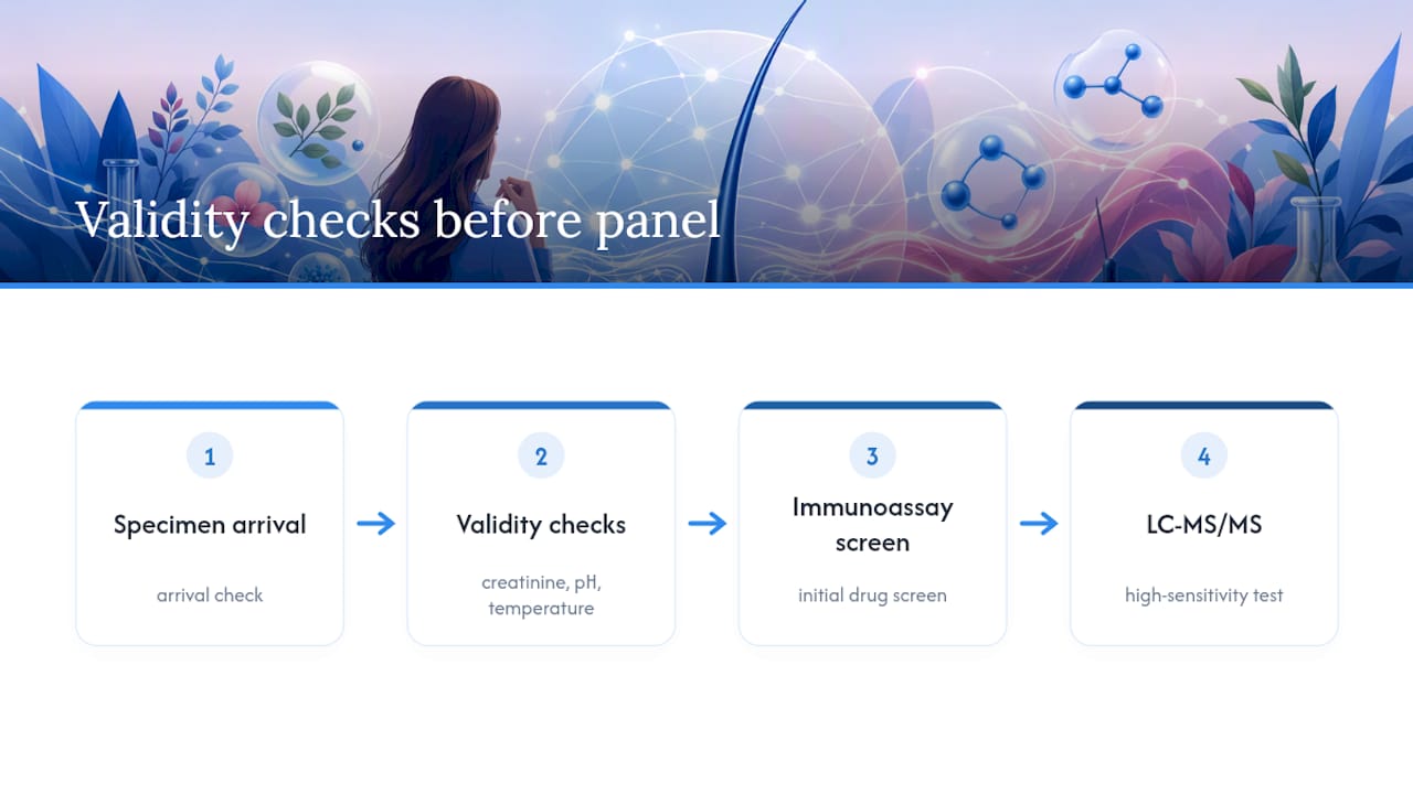 Specimen validity checks before drug testing