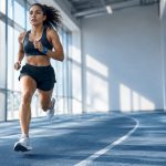 Runner exercising in a modern training studio