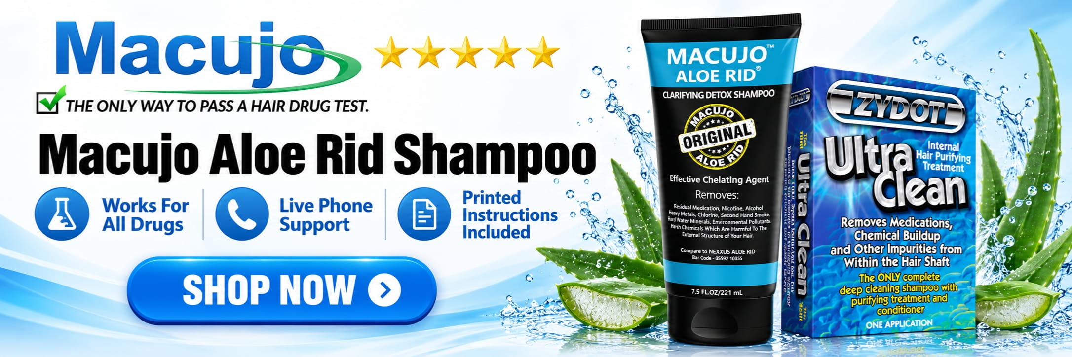 Macujo Aloe Rid (7.5oz) & Zydot Ultra Clean Shampoo
