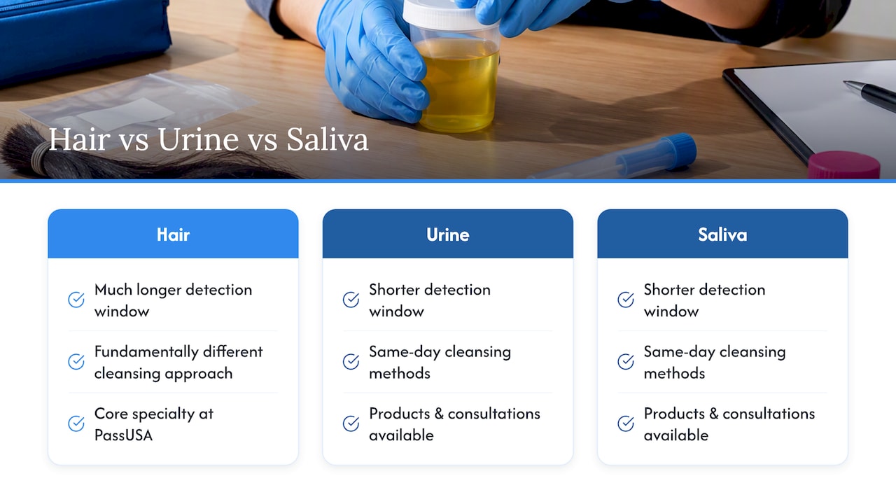 Comparison of hair urine saliva testing