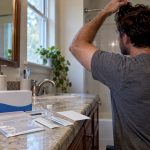 At-home hair follicle test kit during preparation