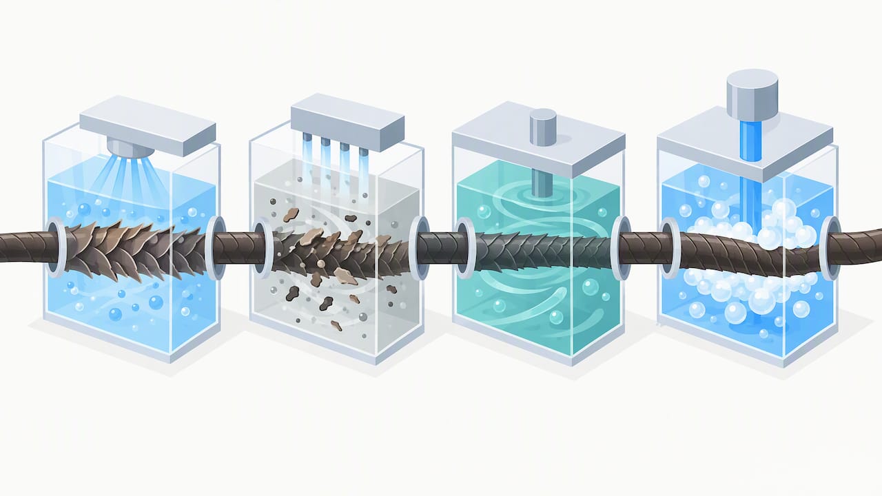 Illustration of sequential hair cleansing protocol stages