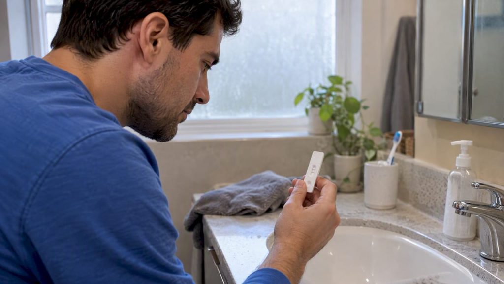Job seeker checking a faint test line