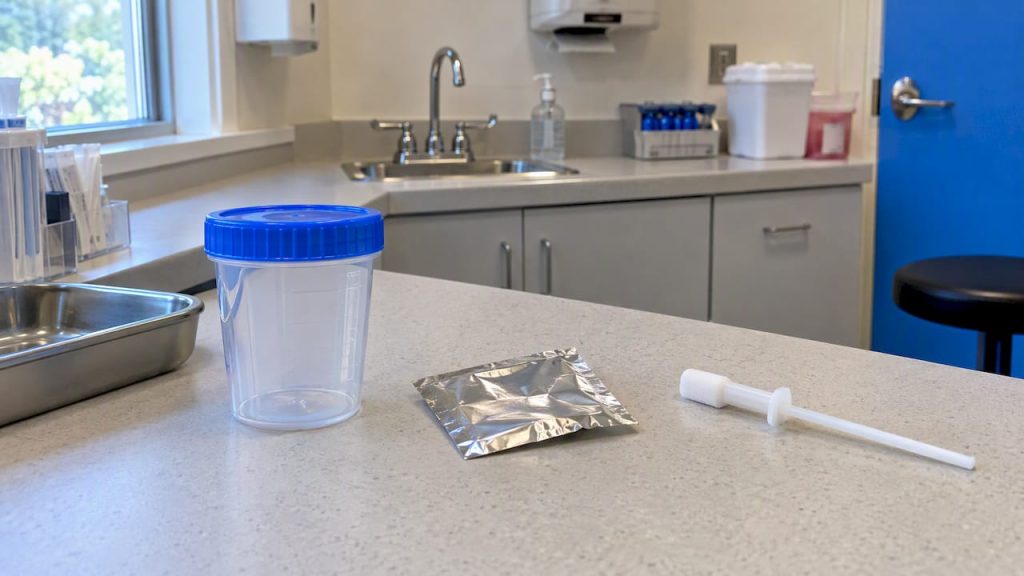 Urine, hair, and oral fluid collection materials